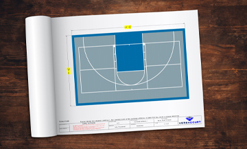 a small red and black game court CAD design
