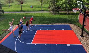 a small red and black game court CAD design