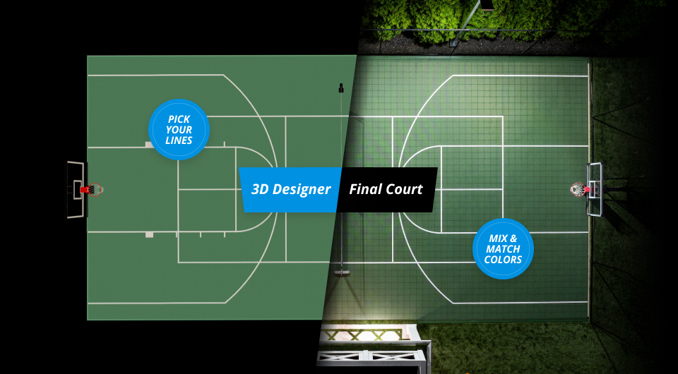 Court Designer Showing Rendering and Final Product