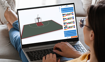 laptop open with VersaCourt Court Designer on screen