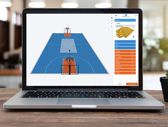 laptop open with VersaCourt court designer on screen
